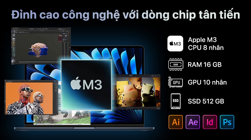 MacBook Air M3 2024 13 inch 16GB 512GB | Chính hãng Apple