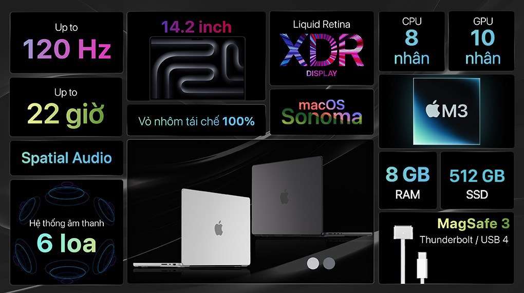 MacBook Pro M3 14 inch 2023 8GB - 512GB