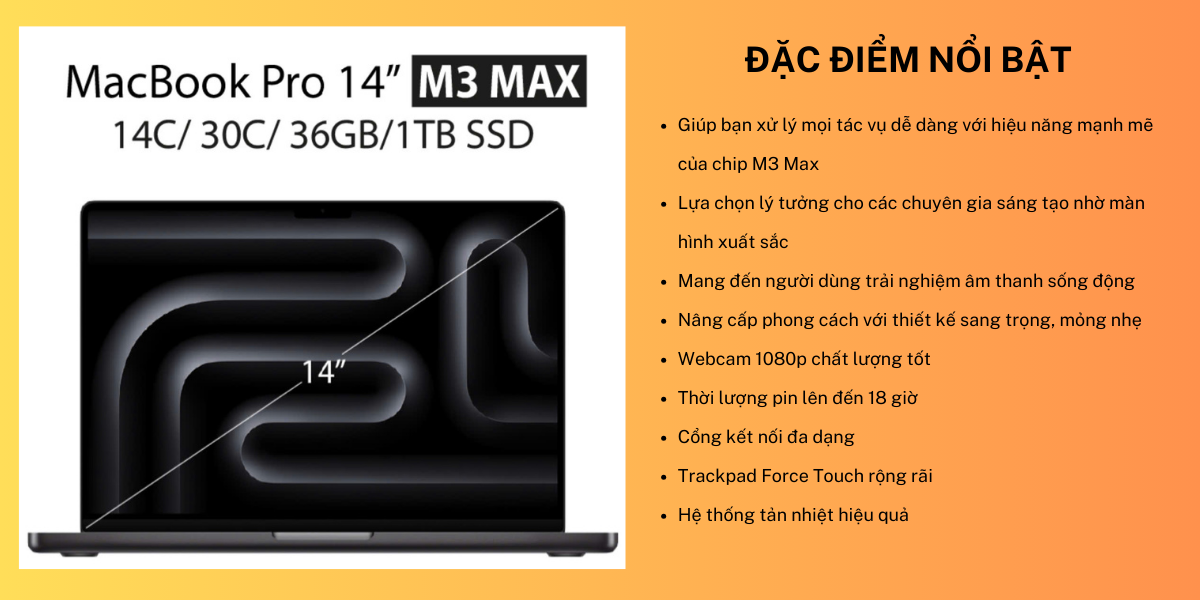 MacBook Pro M3 Max 14 inch 2023 36GB - 1TB