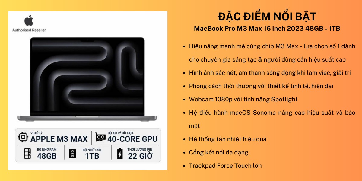 MacBook Pro M3 Max 16 inch 2023 48GB - 1TB