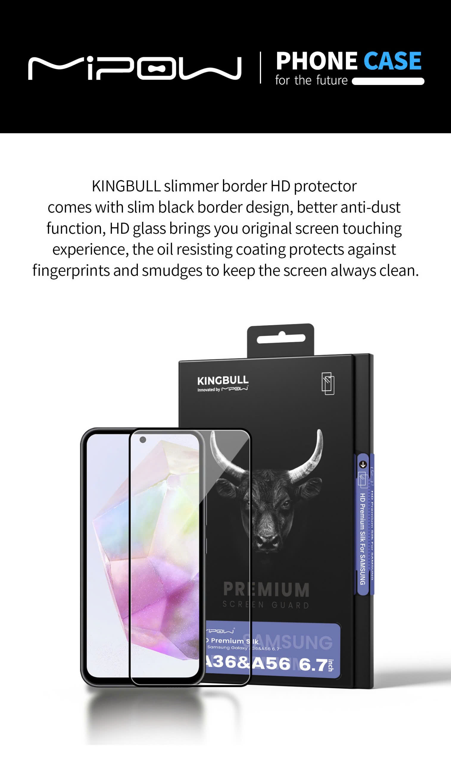 Dán Cường lực Mipow Kingbull HD Premium For Sam Sung A36/A56
