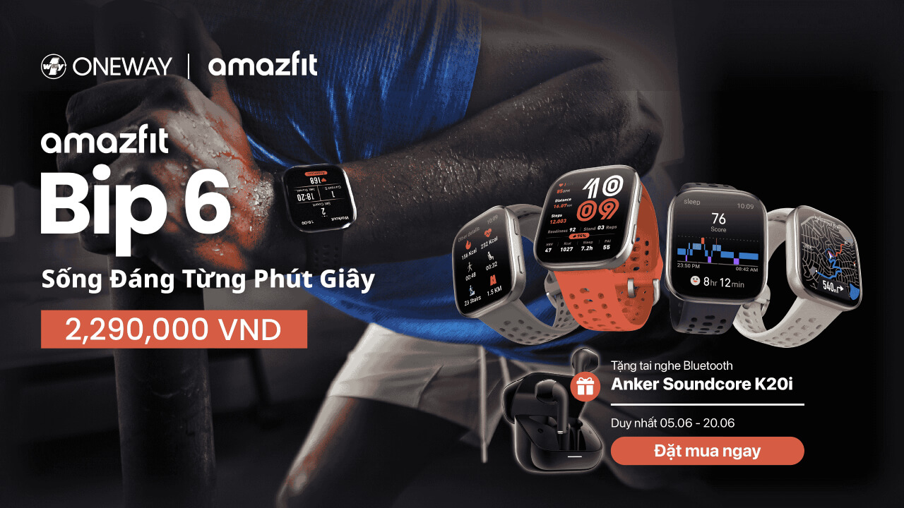 Mở bán Đồng hồ Amazfit Bip 6: Tặng tai nghe Anker Soundcore K20i