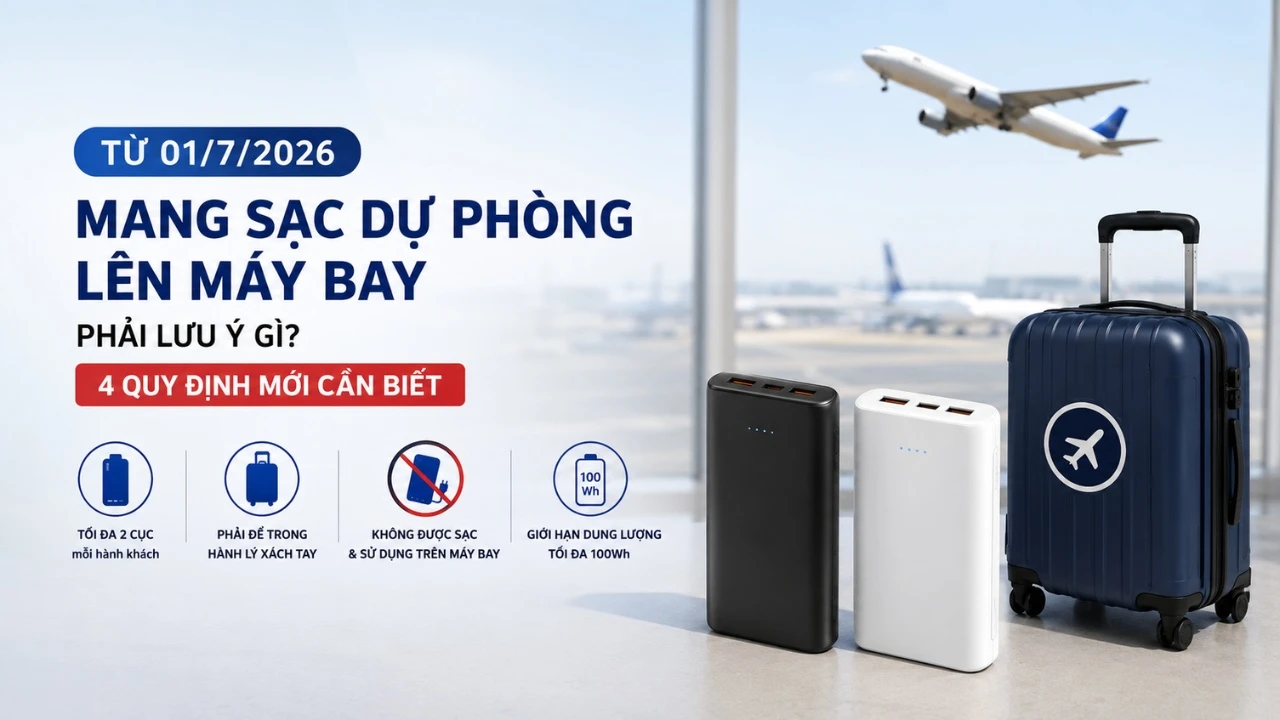 Từ 1/7, mang sạc dự phòng lên máy bay phải lưu ý gì? 4 quy định mới cần biết