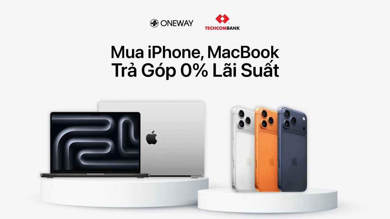 Ưu đ&atilde;i thẻ t&iacute;n dụng Techcombank - Mua iPhone, MacBook Trả G&oacute;p 0% L&atilde;i Suất Tại Oneway