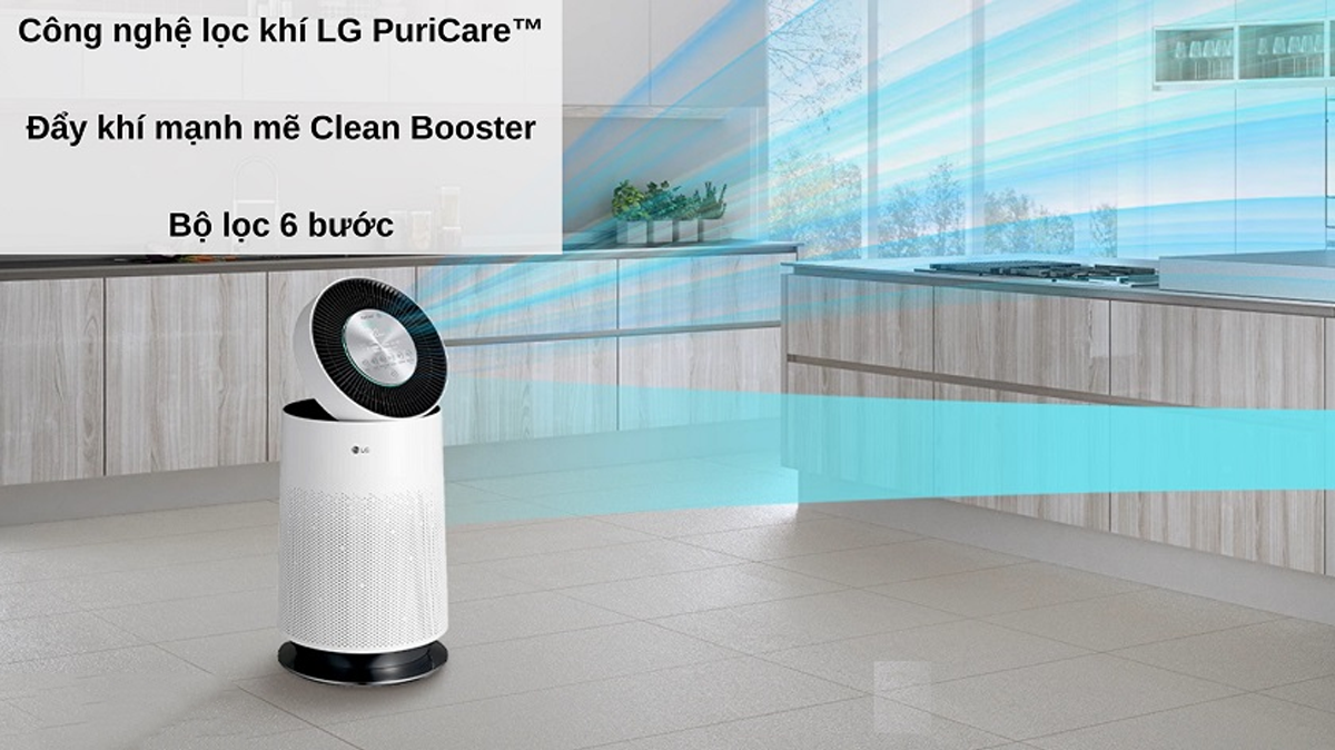 Không khí trong lành nhờ công nghệ lọc khí hiện đại trên LG PuriCare 1 tầng Safeplus]