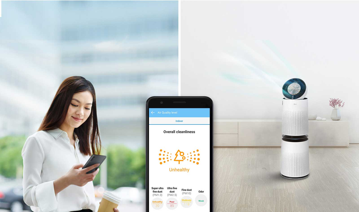 Ứng dụng LG ThinQ cho phép bật máy lọc không khí ngay cả khi bạn không ở nhà