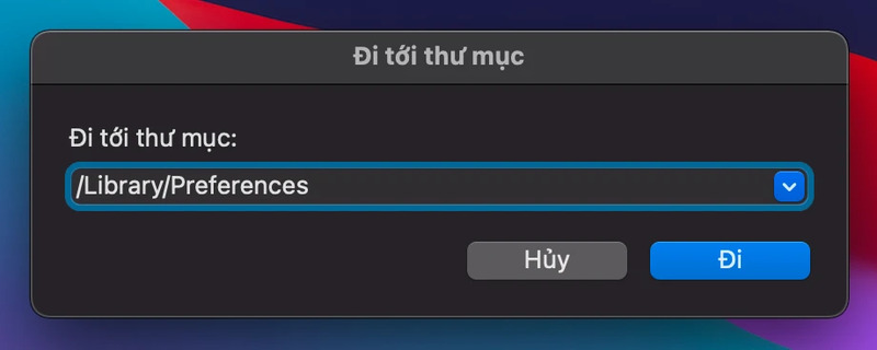 Điền /Library/Preferences để mở file plist