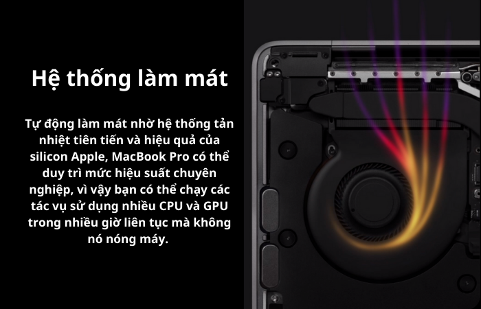 Hệ thống làm mát trên MacBook Pro M2 2022