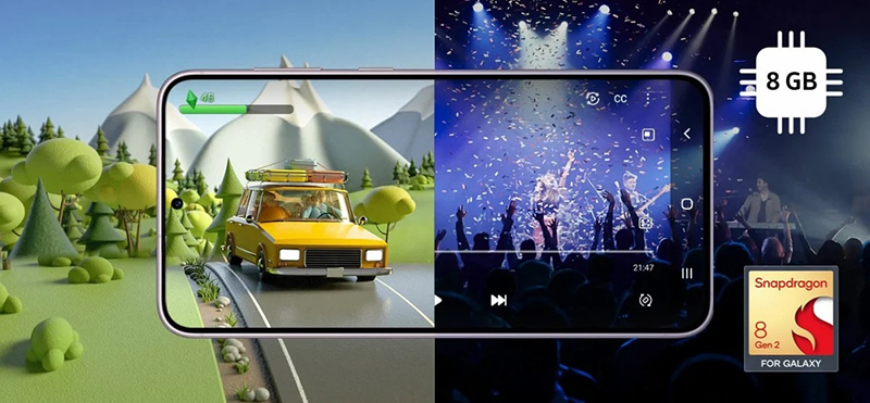 Hình ảnh quảng cáo chip Snapdragon 8 Gen 2 trên dòng Samsung Galaxy S23
