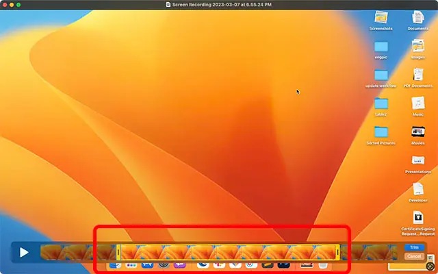 Cắt video đã quay màn hình trên MacBook
