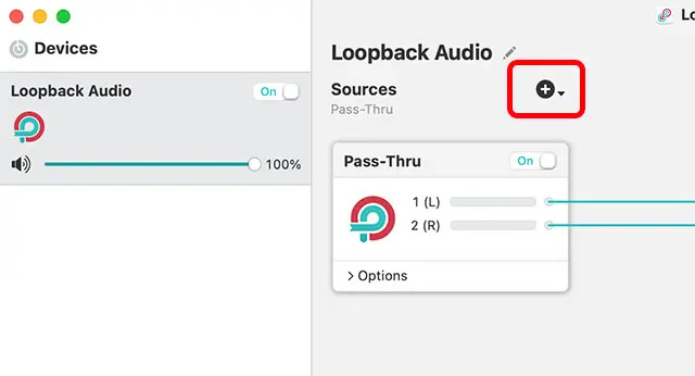 Thêm nguồn mới vào thiết bị ảo Loopback