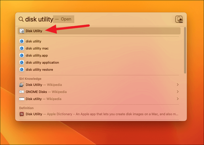 Mở Disk Utility