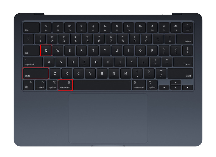 Nhấn tổ hợp phím Command + Shift + Q để đăng xuất tài khoản