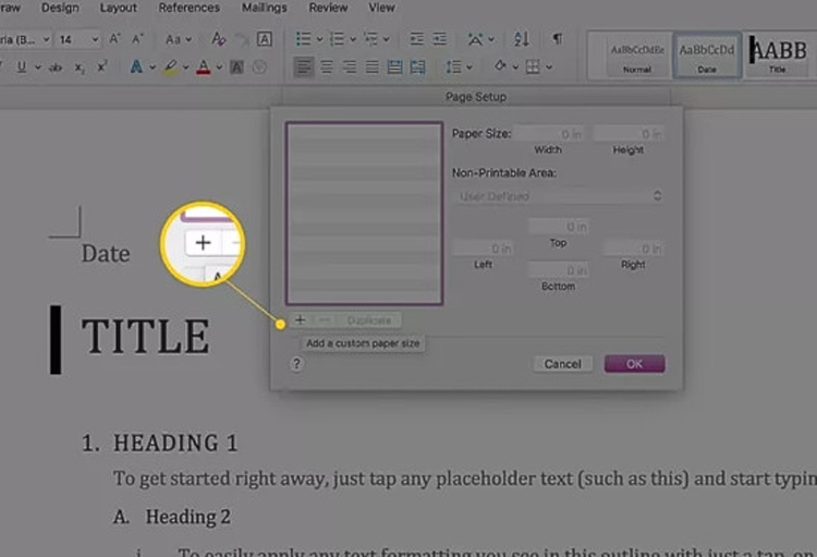 Trong mục “Paper Size” thay vì lựa chọn các tùy chọn có sẵn, bạn chọn ”Manage Custom Sizes”